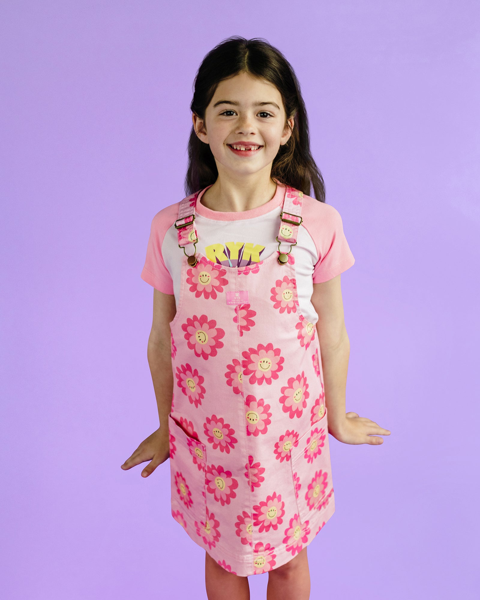 LOLA PINAFORE IN PINK DAISY
