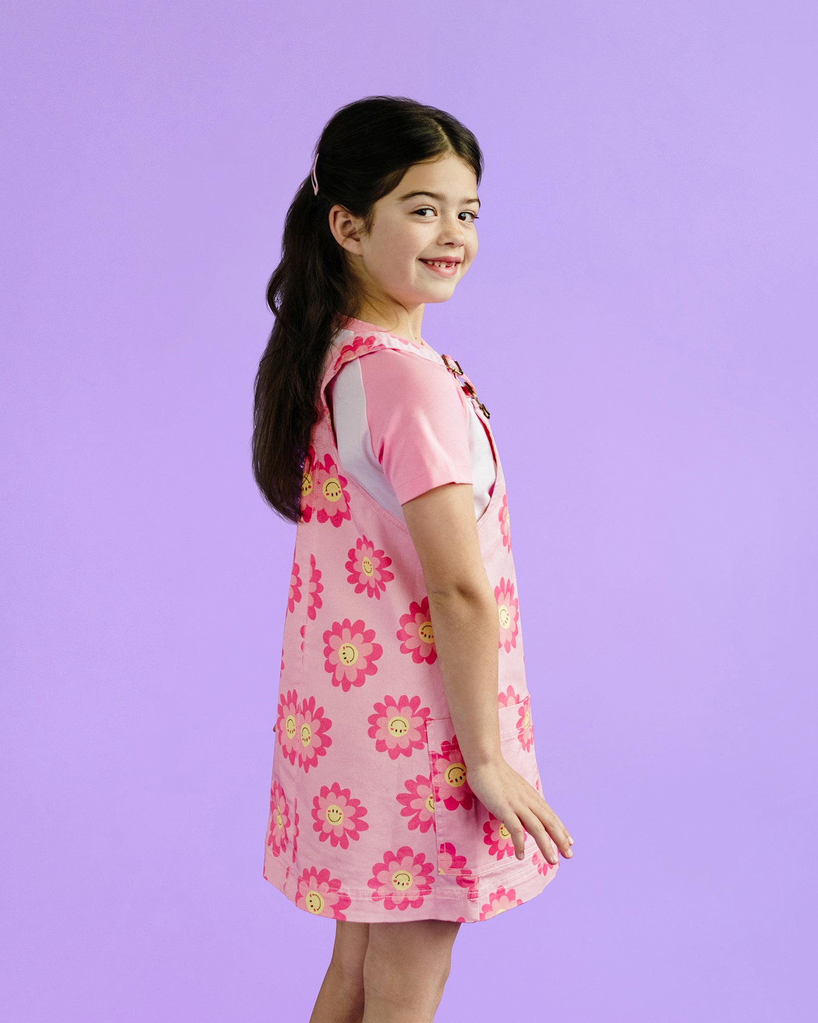 LOLA PINAFORE IN PINK DAISY