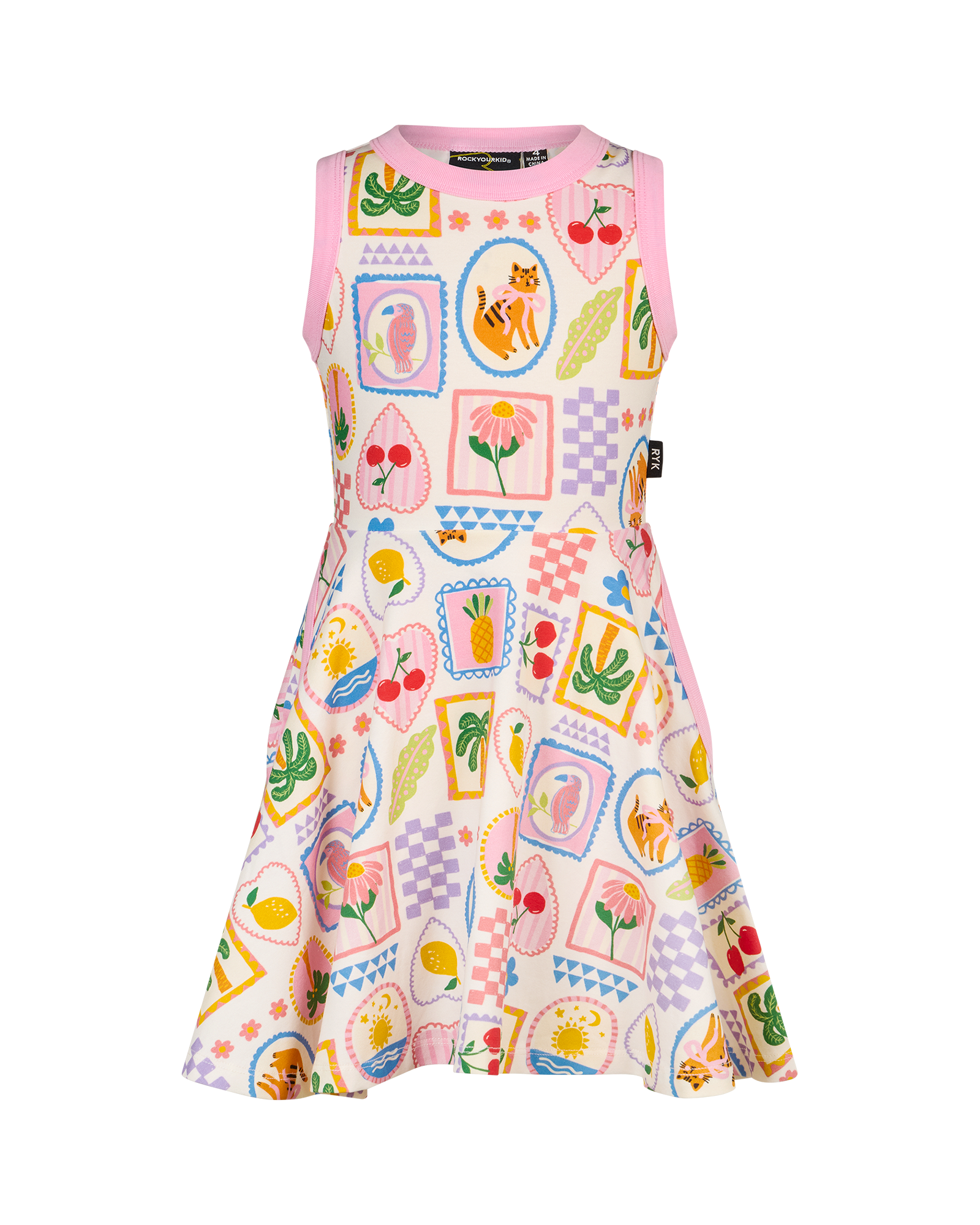 Tropical Beach Tennis Dress - Girls Summer Jersey Dress Tropical Beach Tennis Dress - Girls Summer Jersey Dress