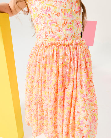 CORAL DISCO SEQUIN DRESS