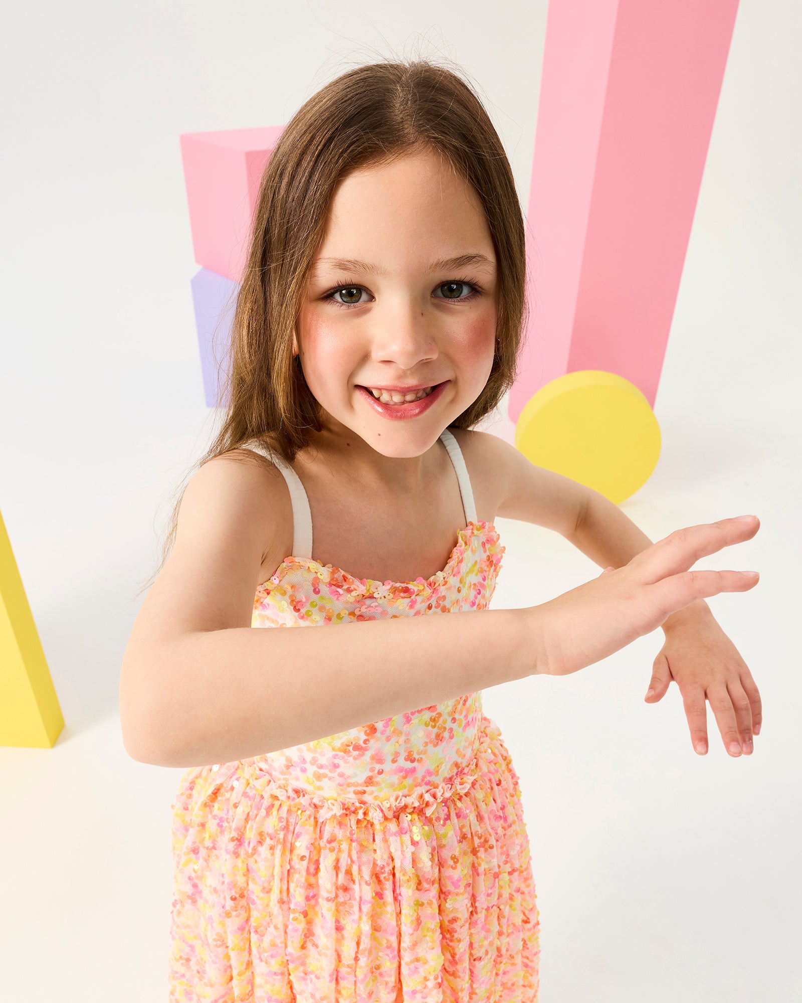 CORAL DISCO SEQUIN DRESS