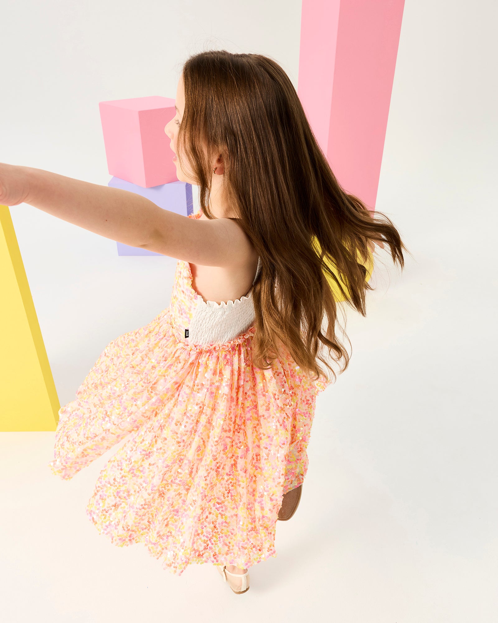 CORAL DISCO SEQUIN DRESS