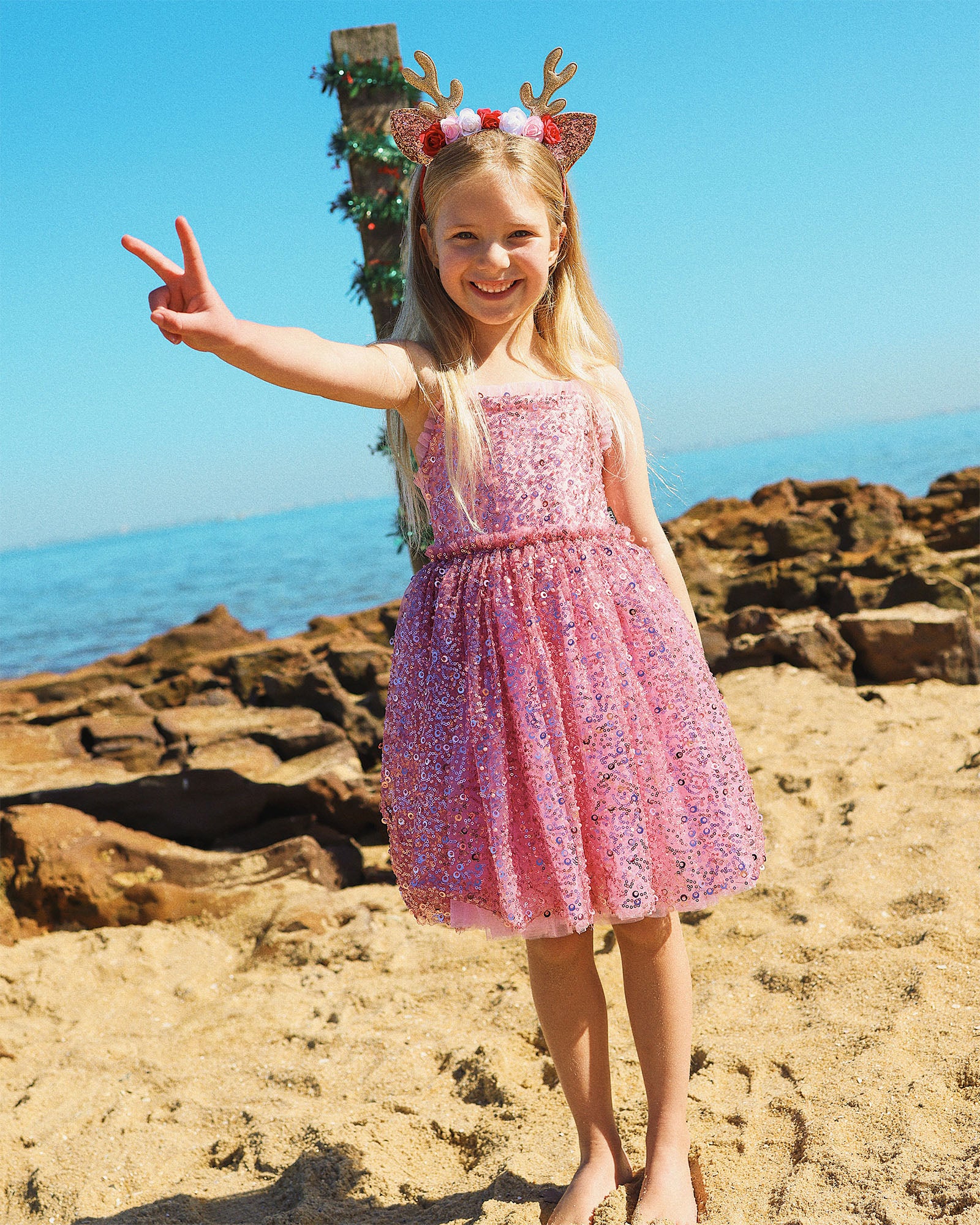 SEQUIN DISCO DRESS IN POPPY