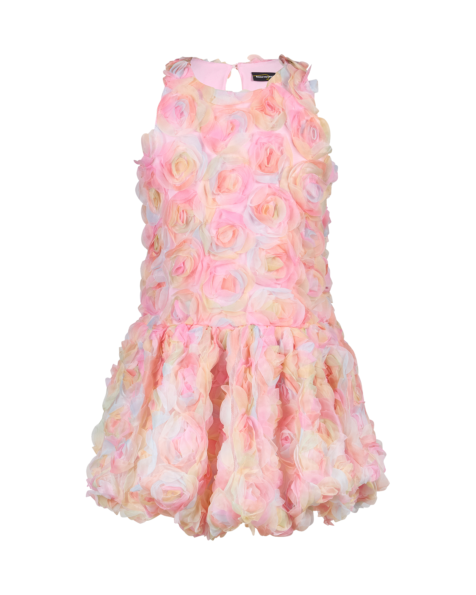 ODETTE ROSETTE DRESS IN PASTEL PINK