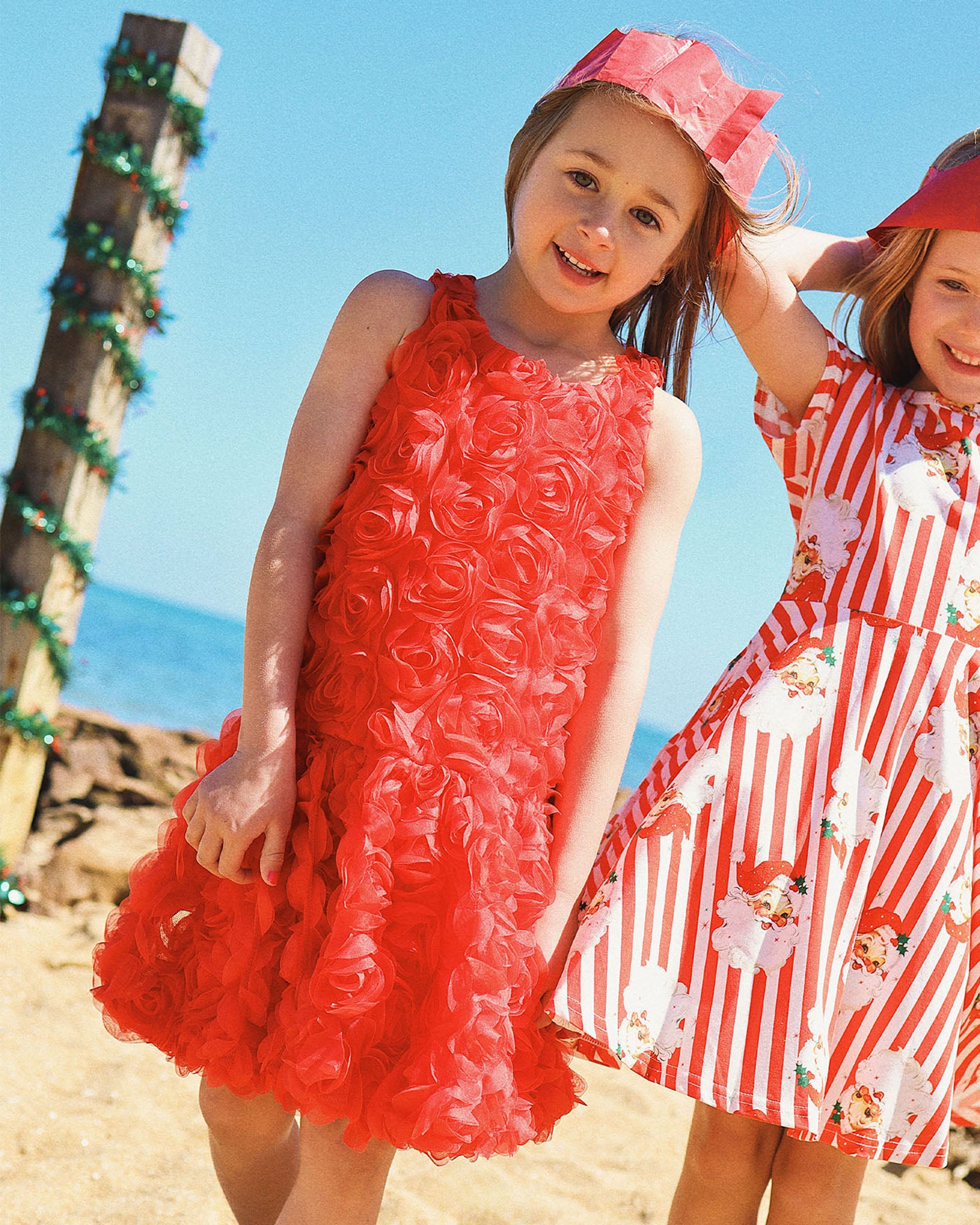 ODETTE ROSETTE DRESS IN RED CANDY