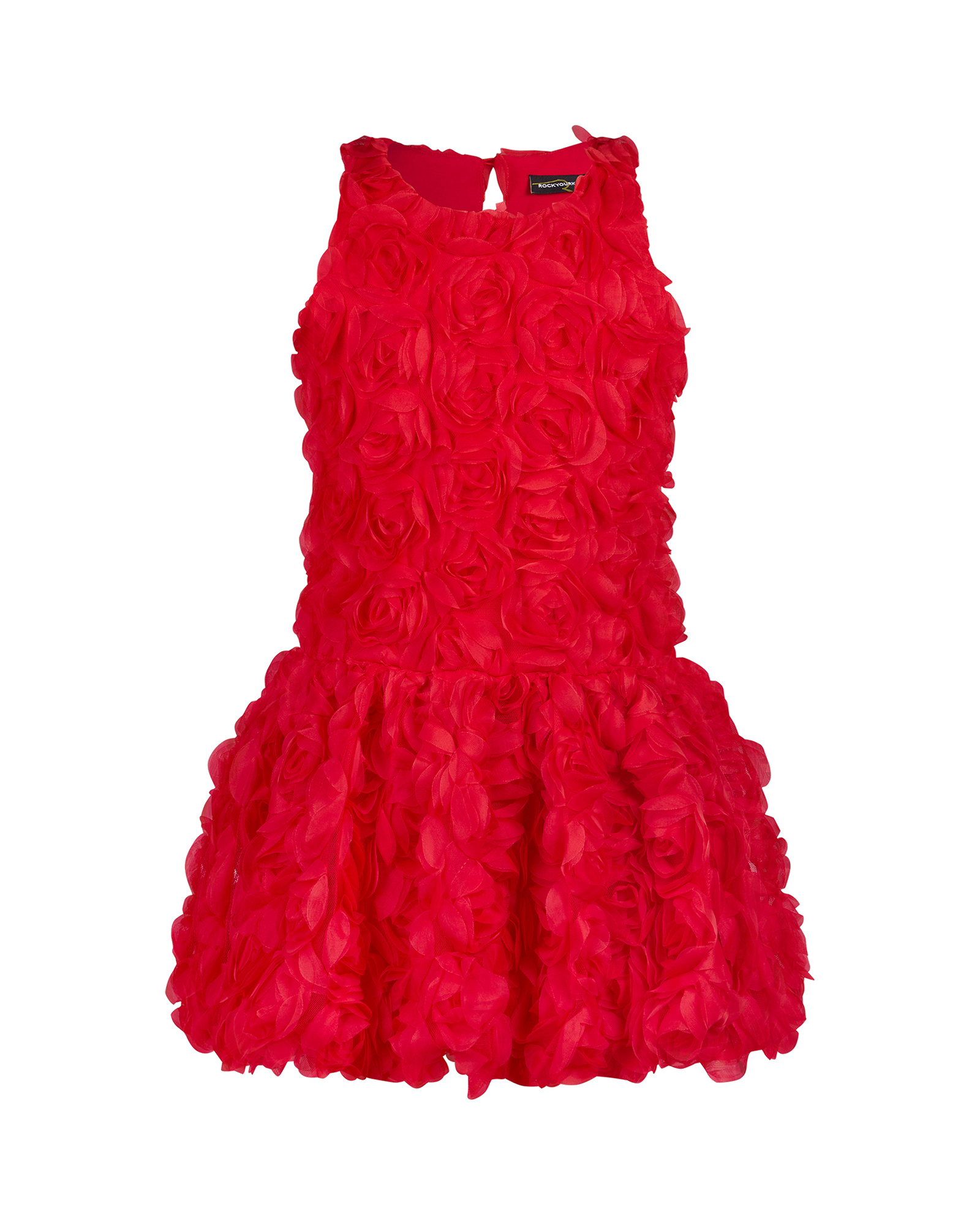 ODETTE ROSETTE DRESS IN RED CANDY