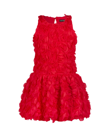 ODETTE ROSETTE DRESS IN RED CANDY