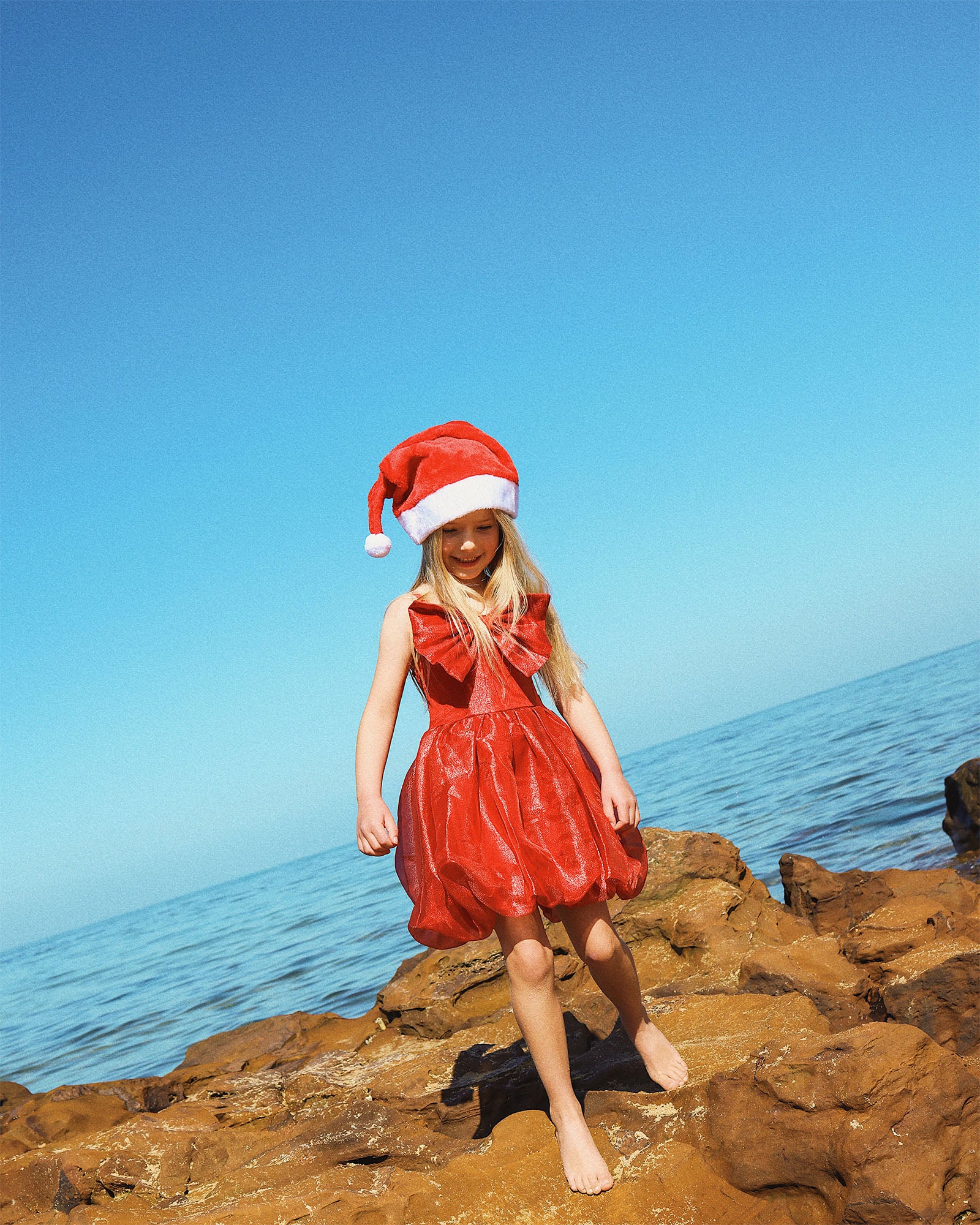 GIFT BOW DRESS IN RED CANDY