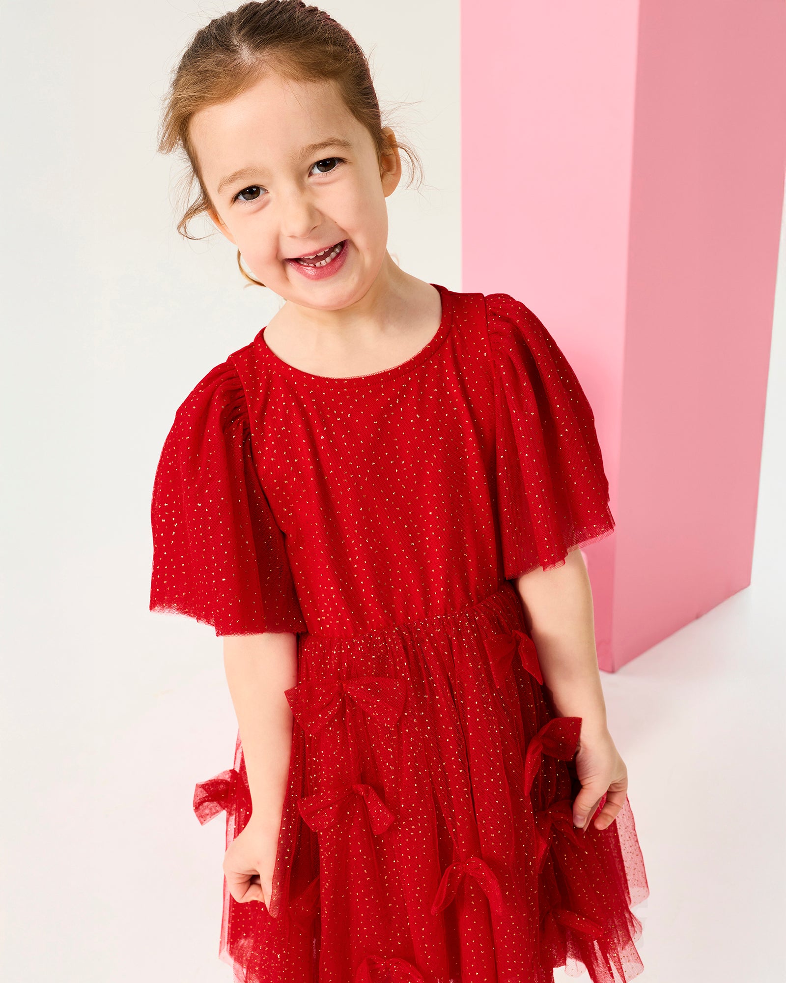 BOW BOW DRESS IN RED CANDY