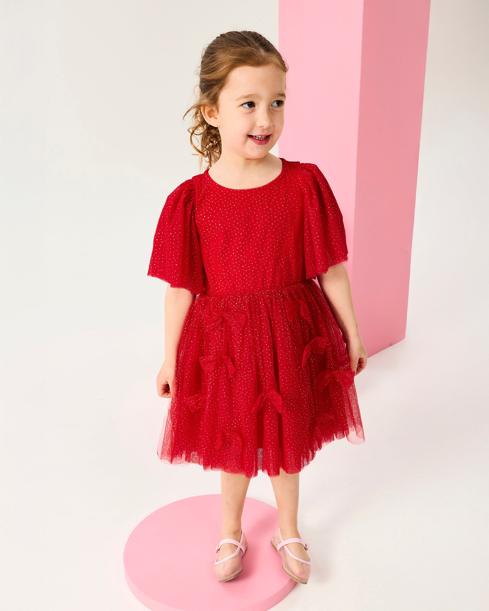 BOW BOW DRESS IN RED CANDY