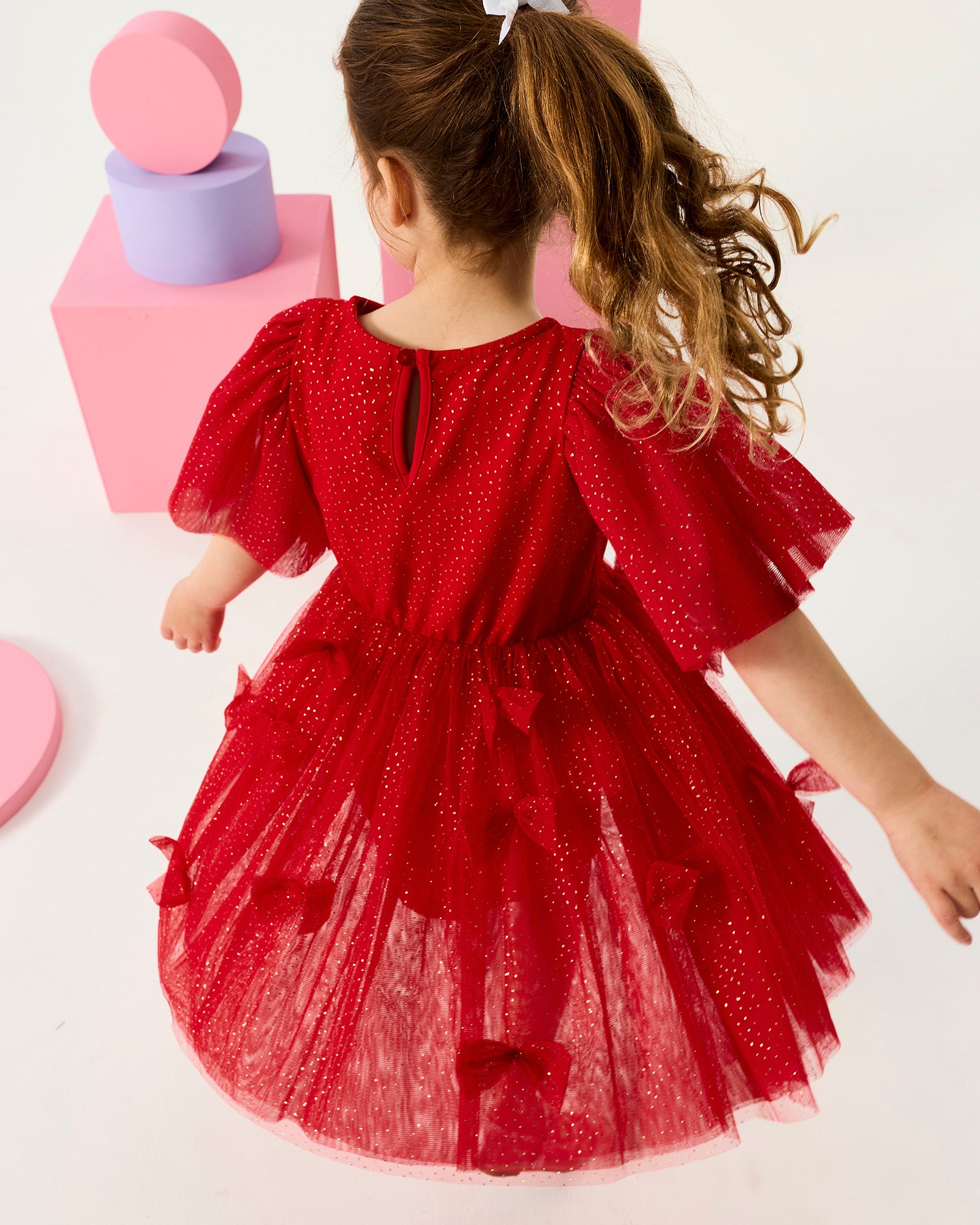 BOW BOW DRESS IN RED CANDY