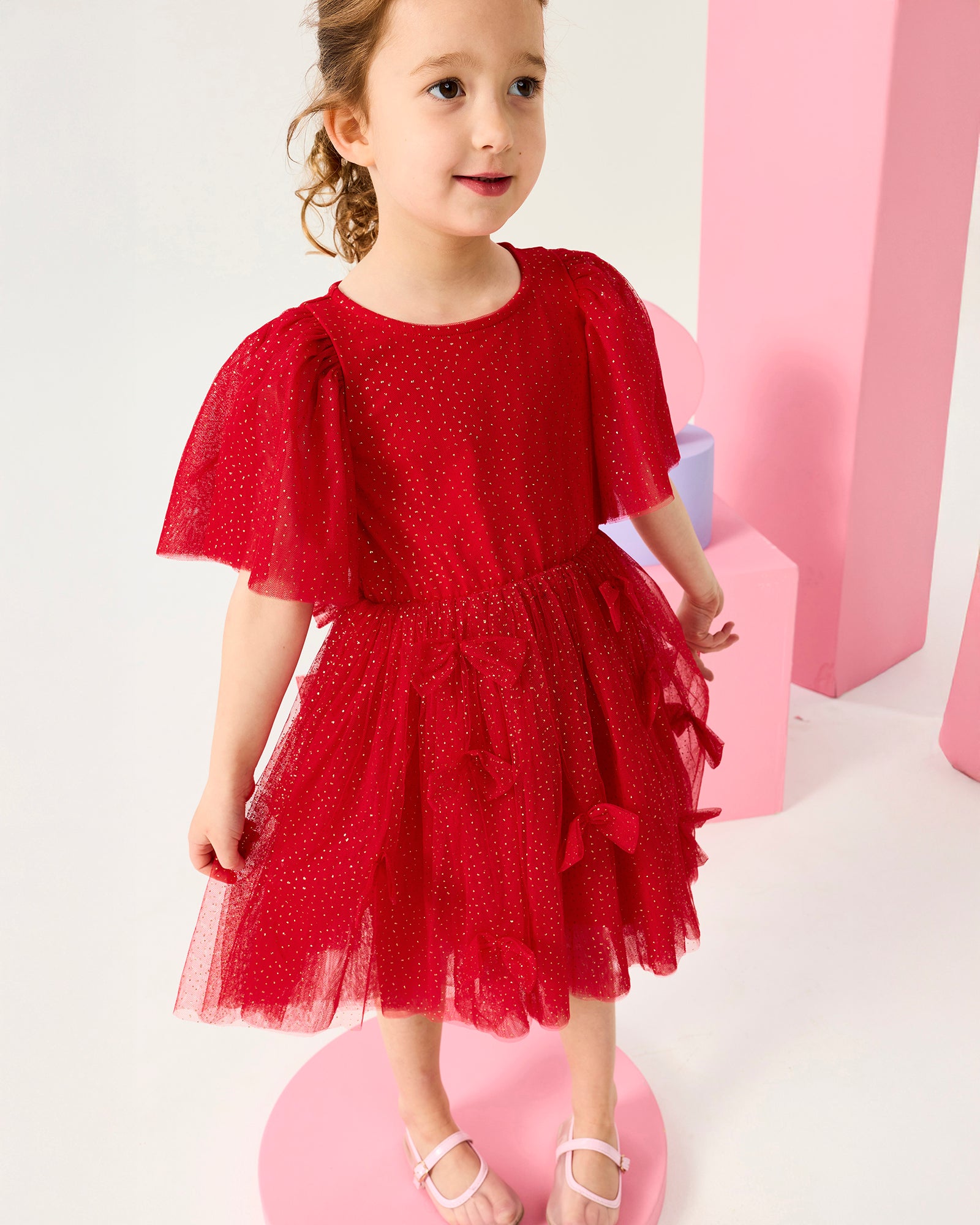 BOW BOW DRESS IN RED CANDY