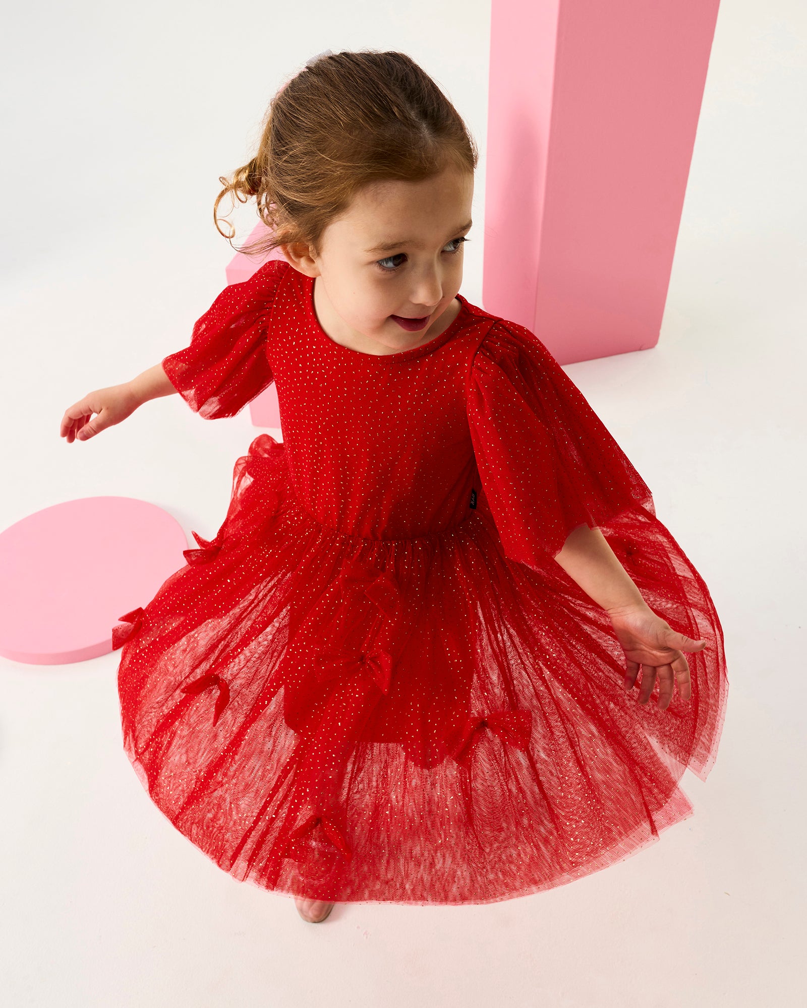 BOW BOW DRESS IN RED CANDY