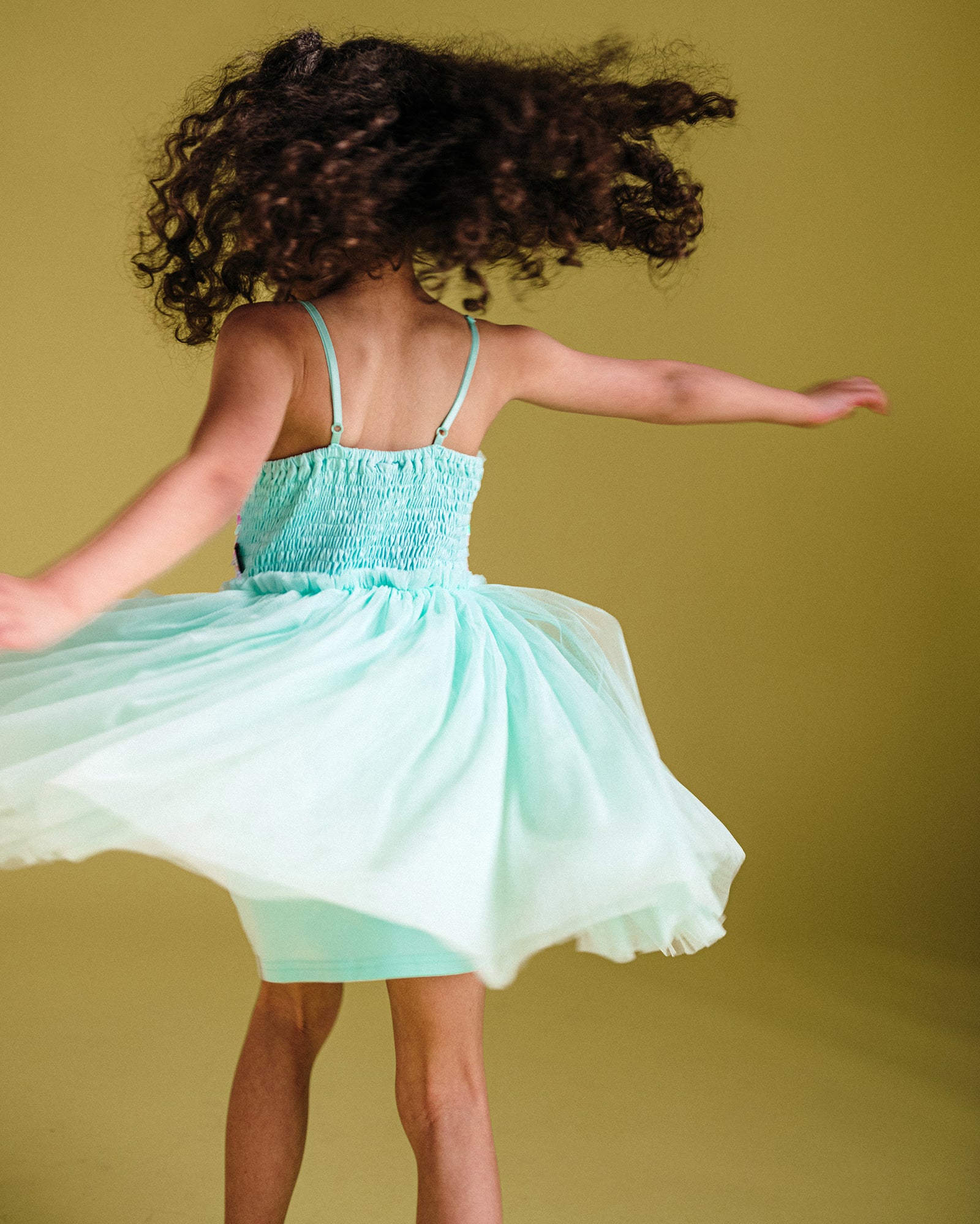 SHIMMER TULLE DRESS IN MINT