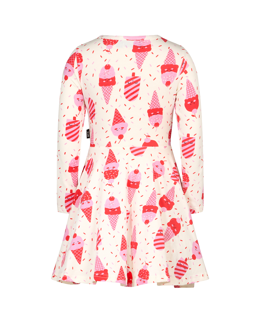 CHERRY ICE CREAM CHERRY LONG SLEEVE WAISTED DRESS