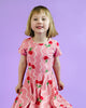 CHERRY SQUIGGLE SHORT SLEEVE WAISTED DRESS
