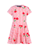CHERRY SQUIGGLE SHORT SLEEVE WAISTED DRESS