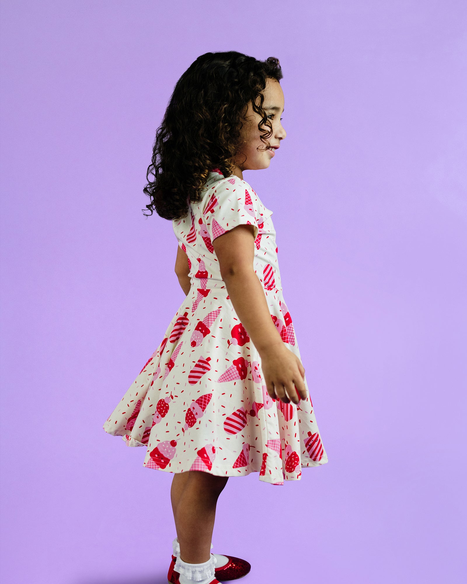 ICE CREAM CHERRY SHORT SLEEVE WAISTED DRESS