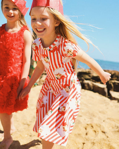 NORTH POLE STRIPE SHORT SLEEVE WAISTED DRESS