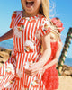 NORTH POLE STRIPE SHORT SLEEVE WAISTED DRESS