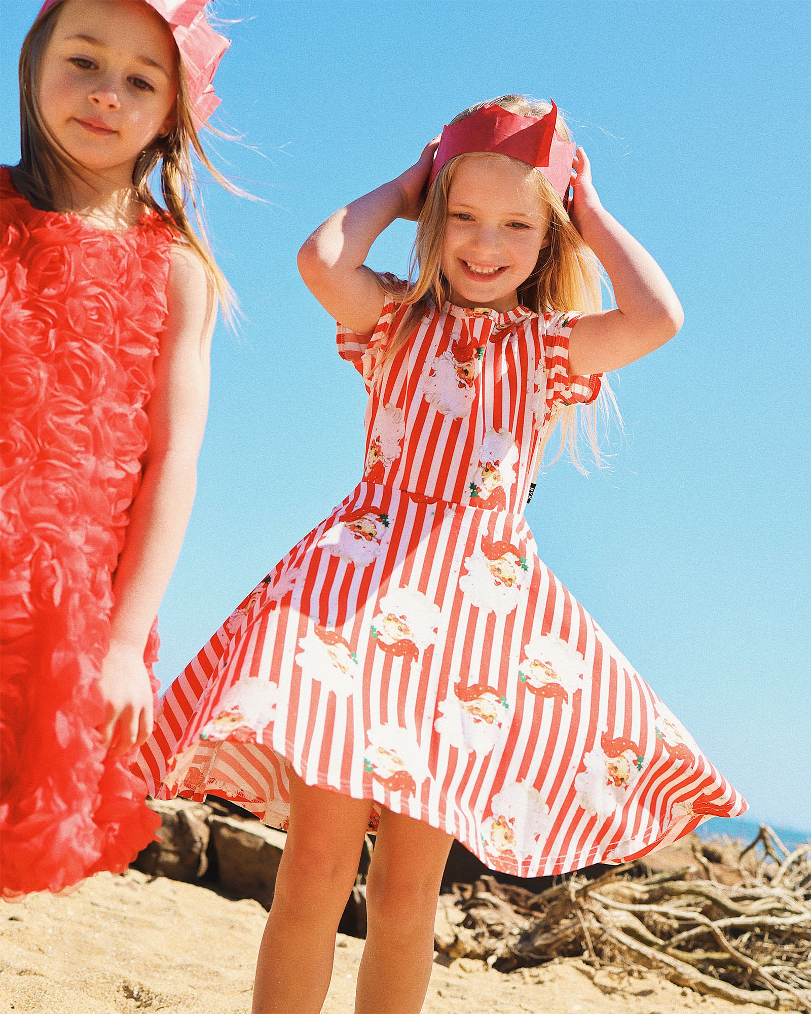 NORTH POLE STRIPE SHORT SLEEVE WAISTED DRESS