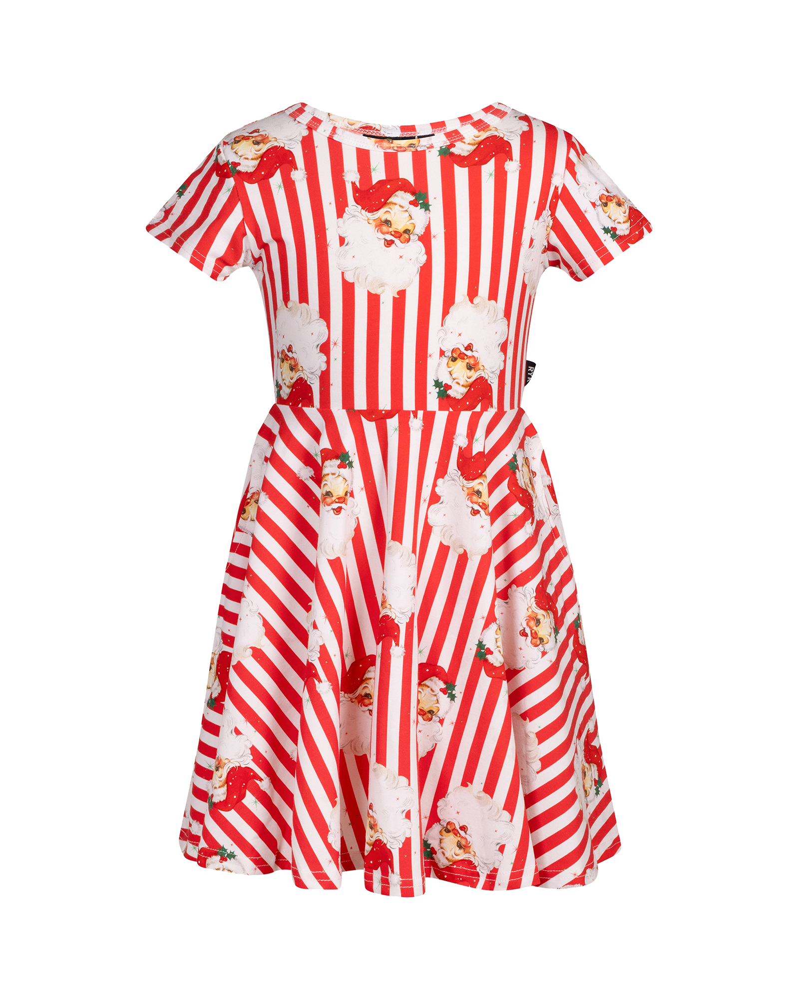 NORTH POLE STRIPE SHORT SLEEVE WAISTED DRESS