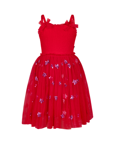 WISHES TULLE DRESS IN RED CANDY STARS