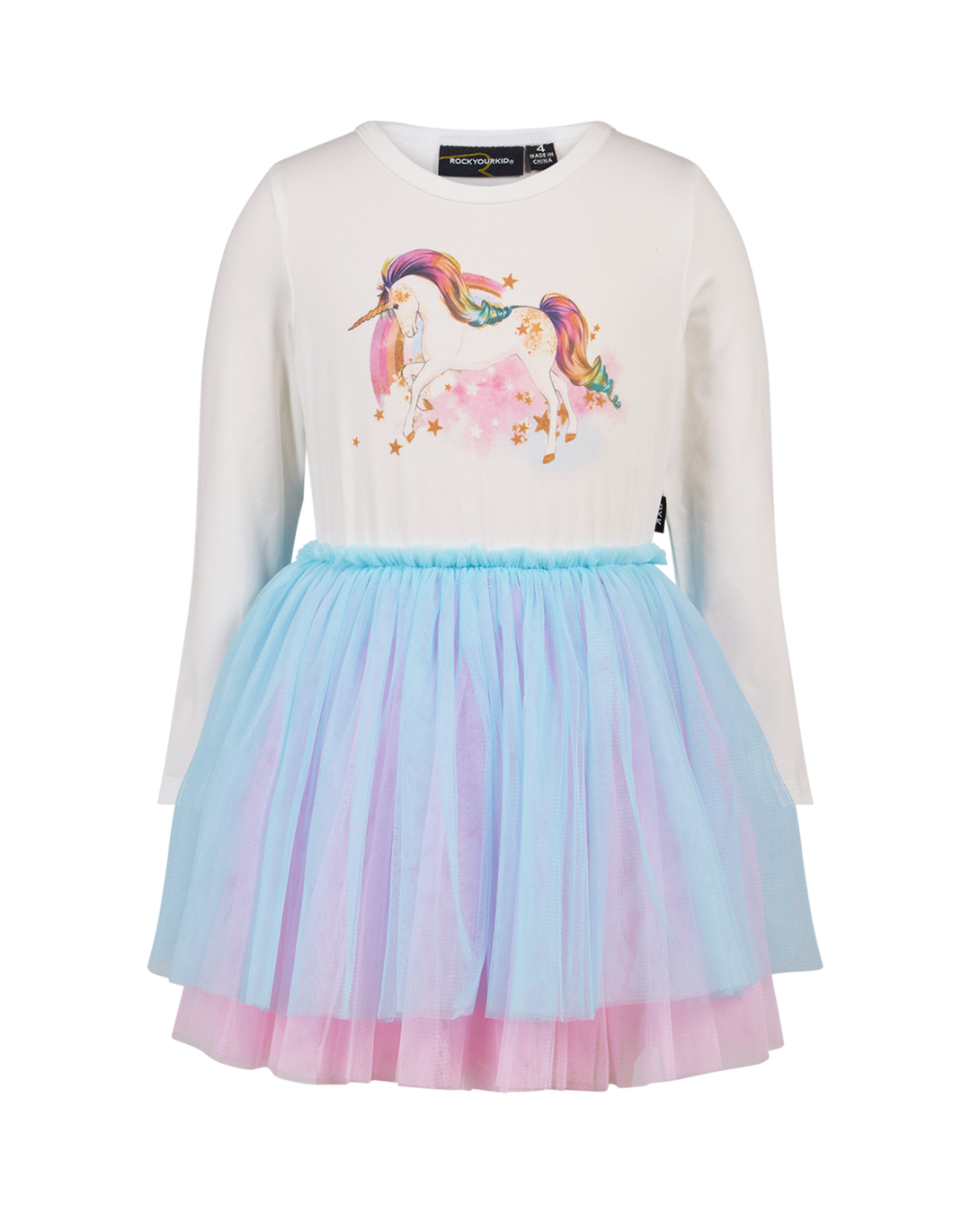 UNICORN RAINBOW LONG SLEEVE PIXIE DRESS | Rock Your Baby