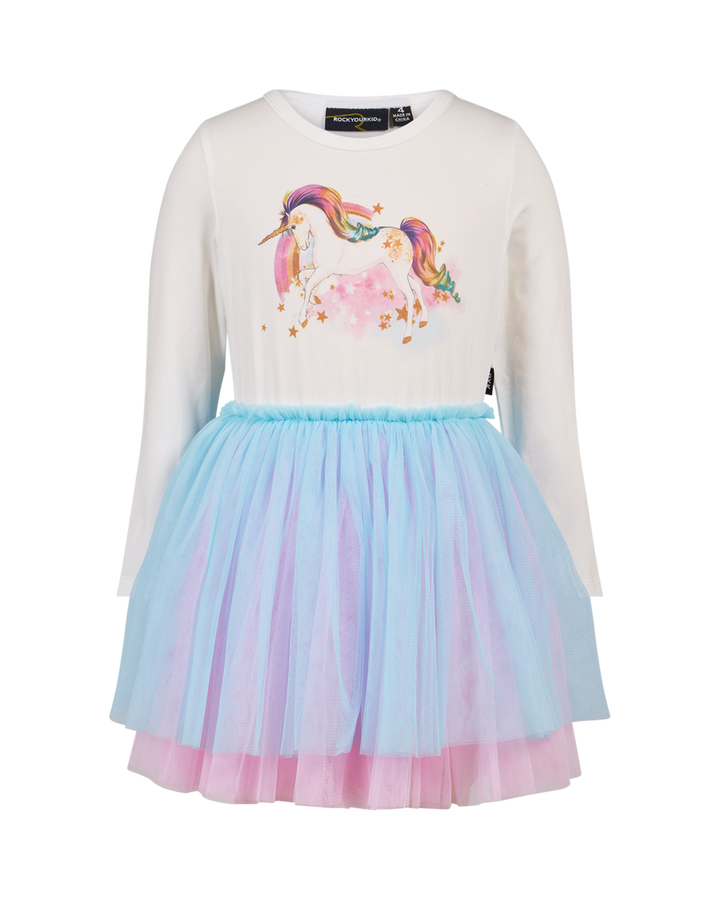 UNICORN RAINBOW LONG SLEEVE PIXIE DRESS | Rock Your Baby