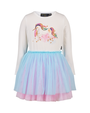 UNICORN RAINBOW LONG SLEEVE PIXIE DRESS
