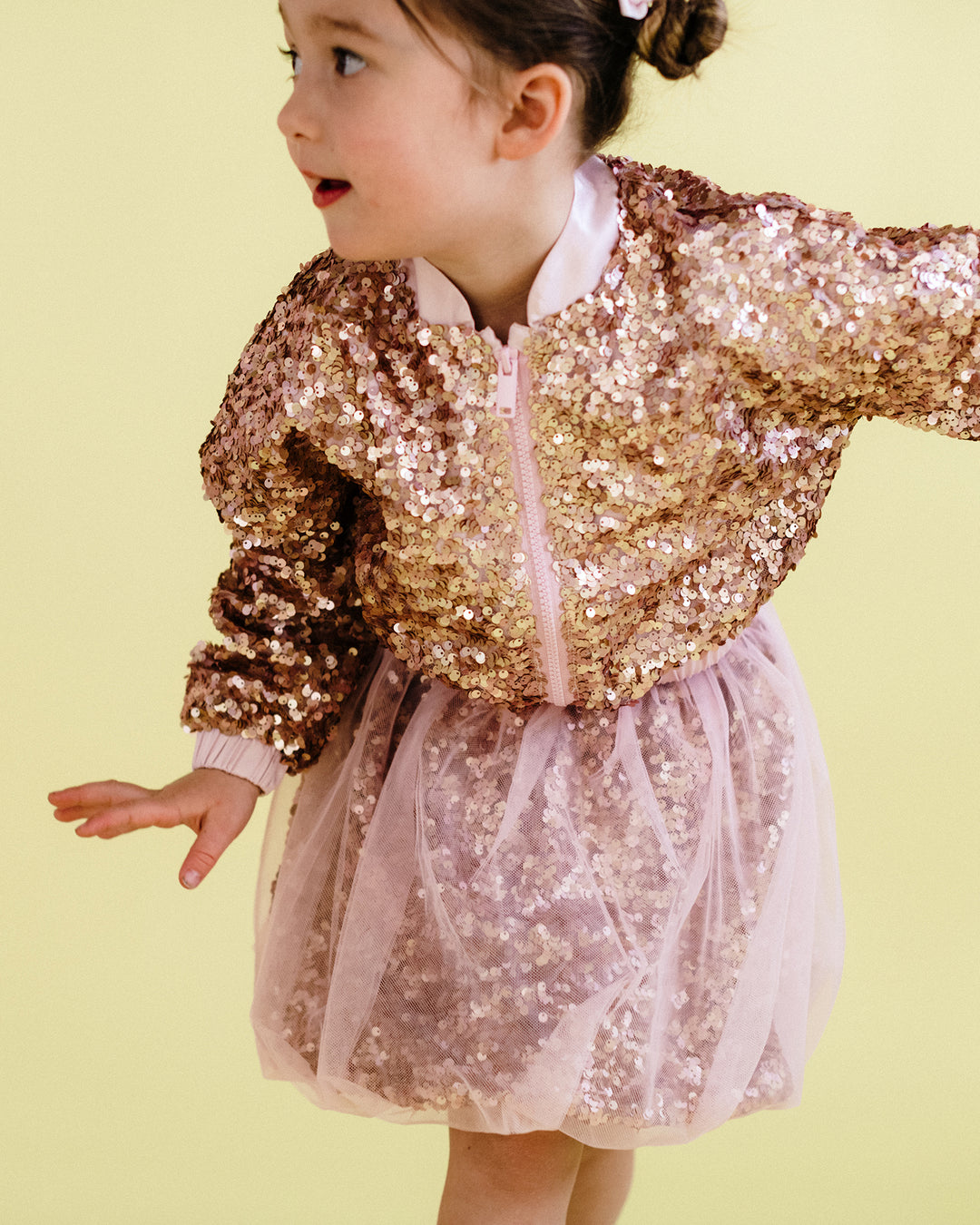 REBEL SEQUIN BOMBER JACKET IN CHAMPAGNE