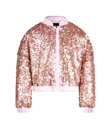 REBEL SEQUIN BOMBER JACKET IN CHAMPAGNE