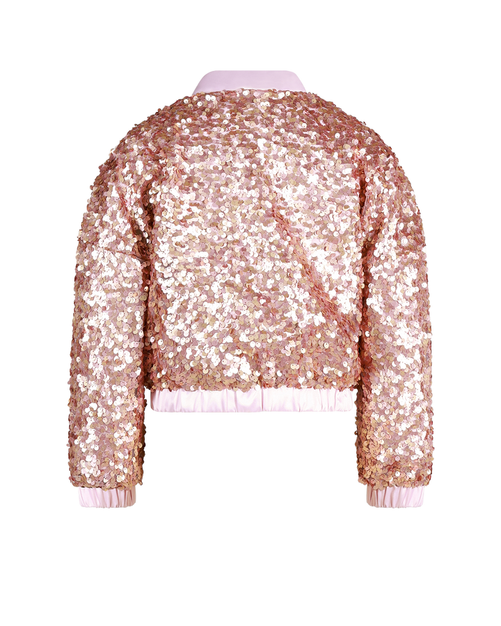 REBEL SEQUIN BOMBER JACKET IN CHAMPAGNE