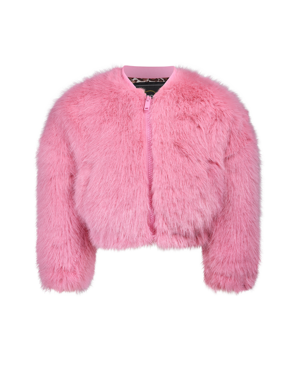 FAUX FUR BOMBER JACKET IN DUSTY PINK | Rock Your Baby