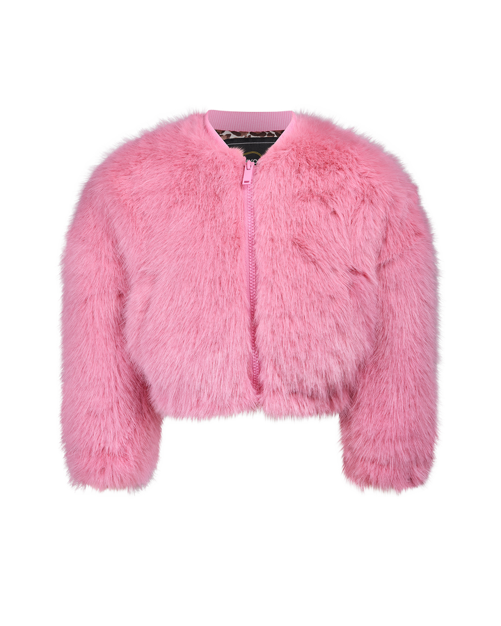 FAUX FUR BOMBER JACKET IN DUSTY PINK | Rock Your Baby