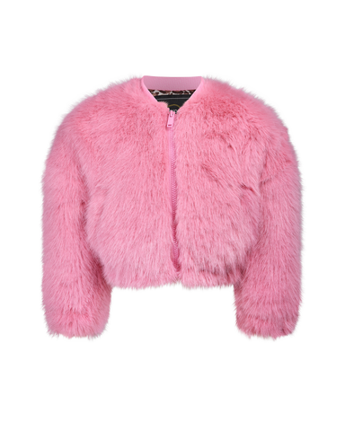 FAUX FUR BOMBER JACKET IN DUSTY PINK