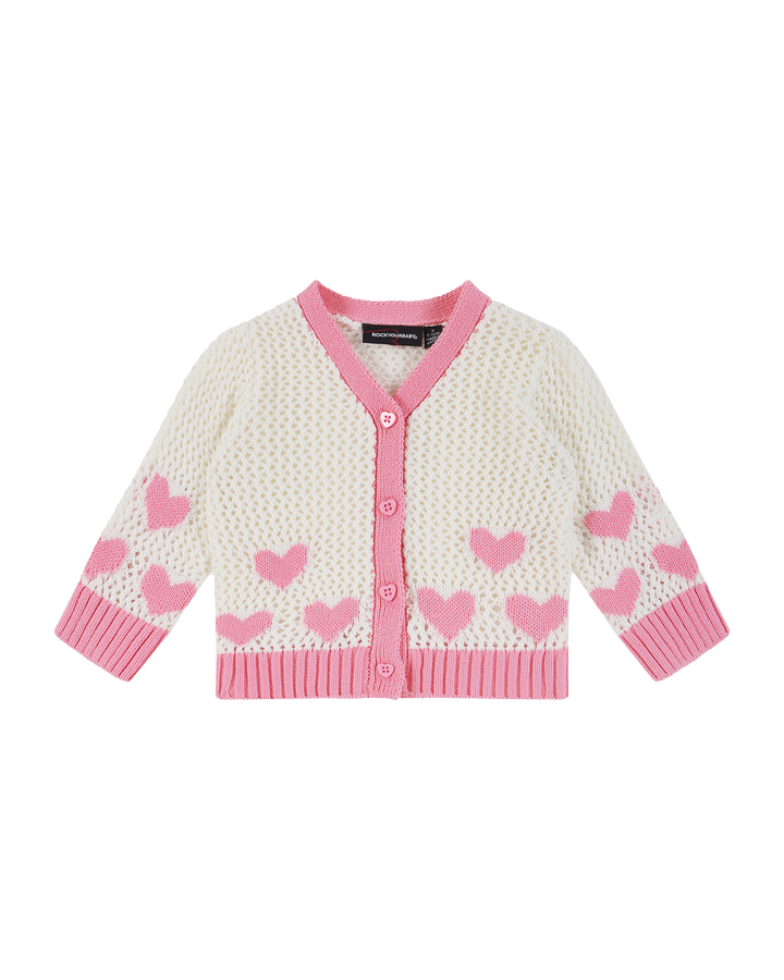 BABY HEART CARDIGAN IN CREAM