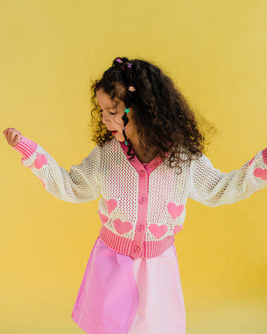 CREAM HEART CARDIGAN