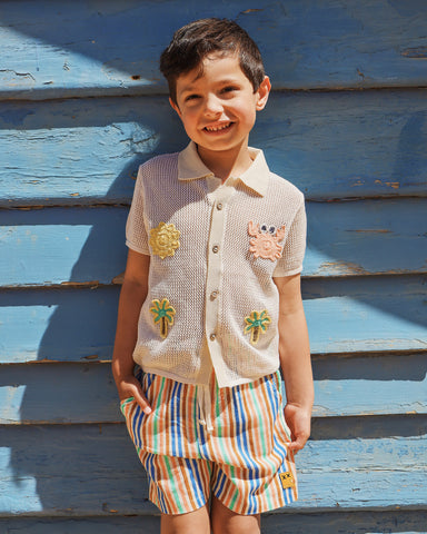 ON VACAY SHORT SLEEVE CROCHET SHIRT