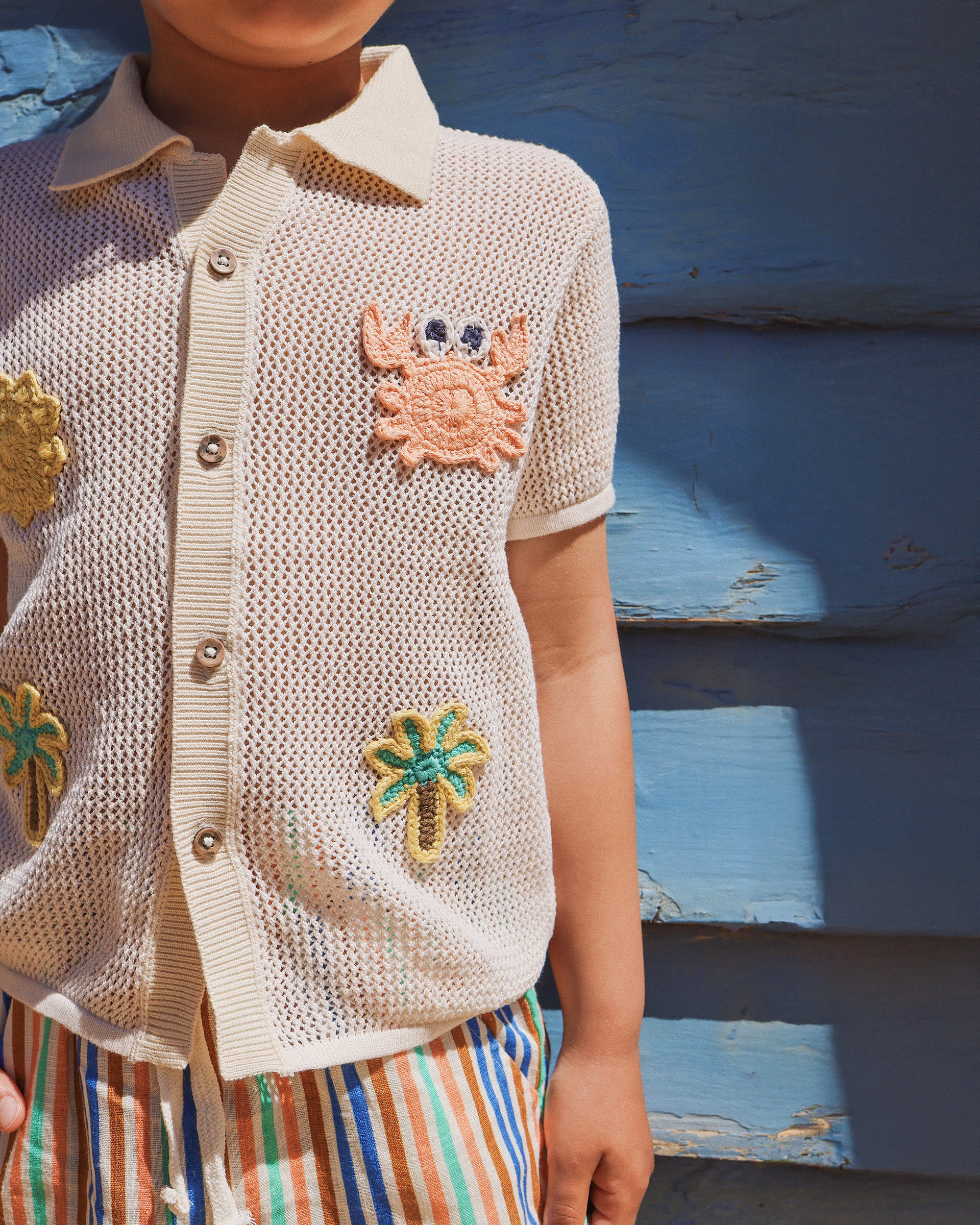 ON VACAY SHORT SLEEVE CROCHET SHIRT