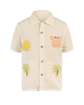ON VACAY SHORT SLEEVE CROCHET SHIRT