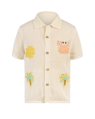 ON VACAY SHORT SLEEVE CROCHET SHIRT