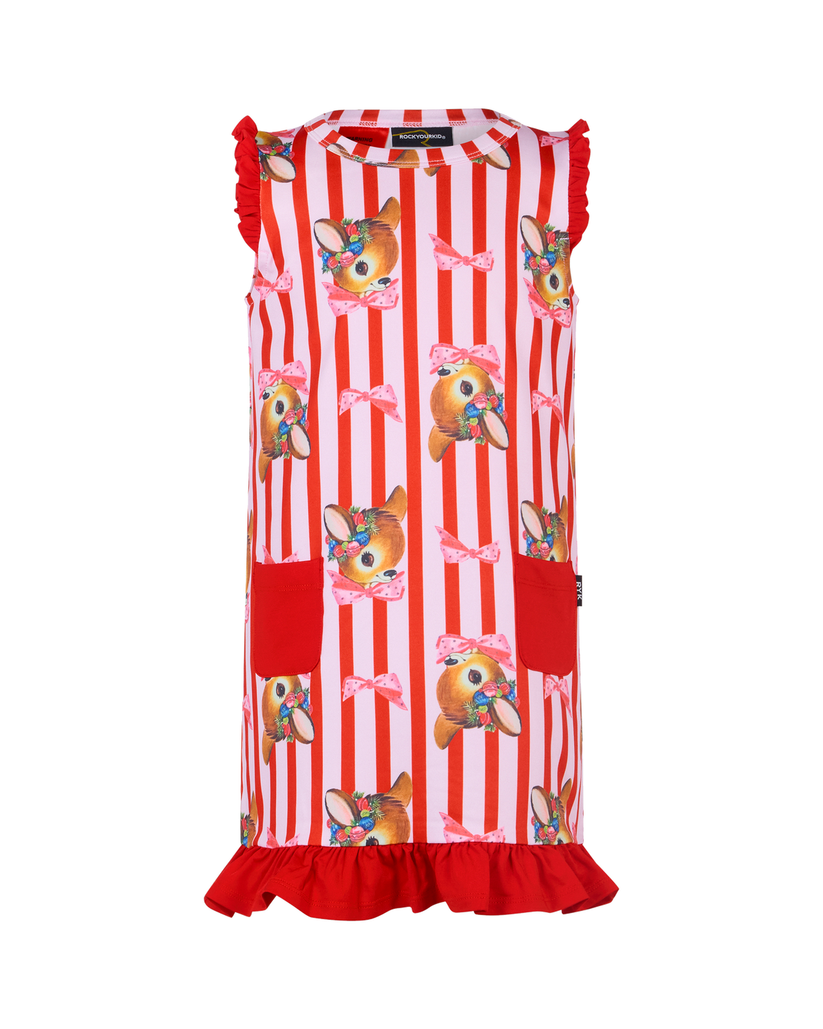 OH DEER RED CANDY STRIPE GRACIE NIGHTIE | Rock Your Baby