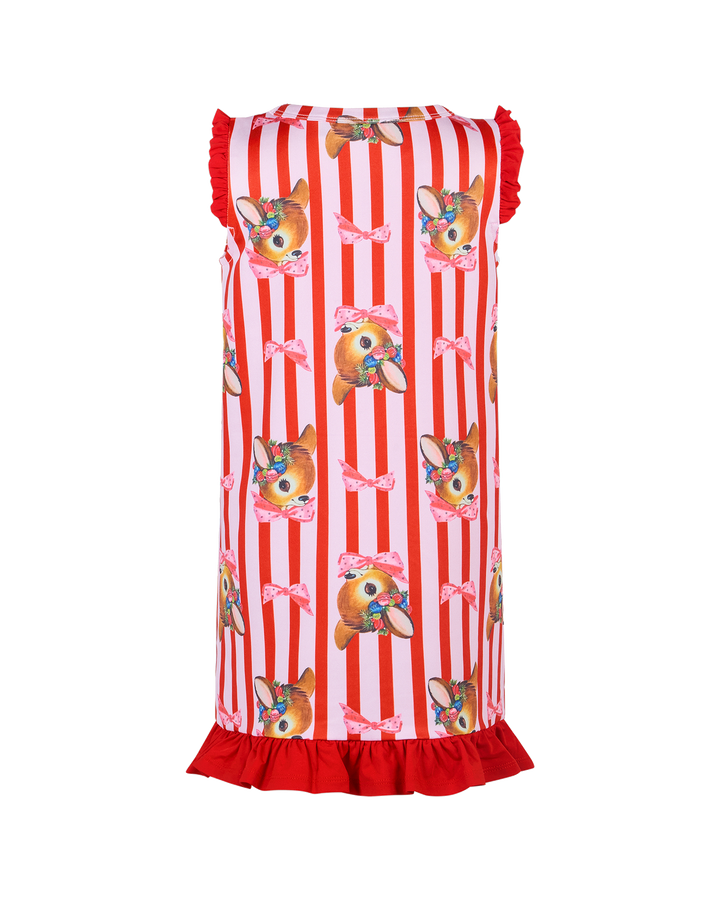 OH DEER RED CANDY STRIPE GRACIE NIGHTIE
