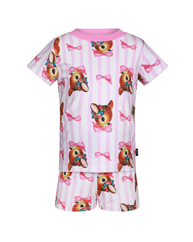 OH DEER PINK CANDY STRIPE PIPPA PJ SLEEP SET