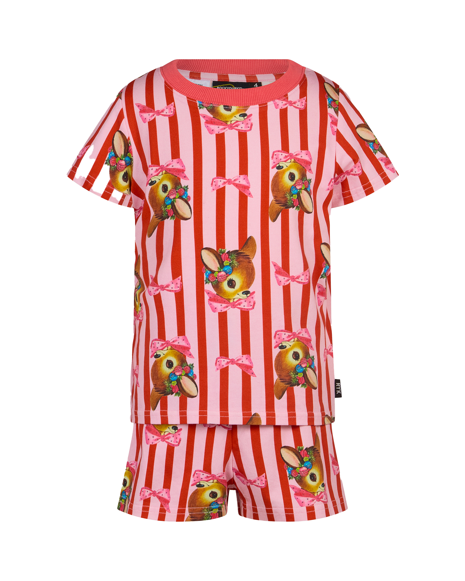 OH DEER RED CANDY STRIPE PIPPA PJ SLEEP SET