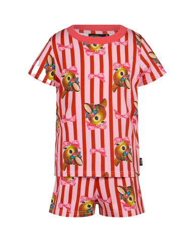 OH DEER RED CANDY STRIPE PIPPA PJ SLEEP SET