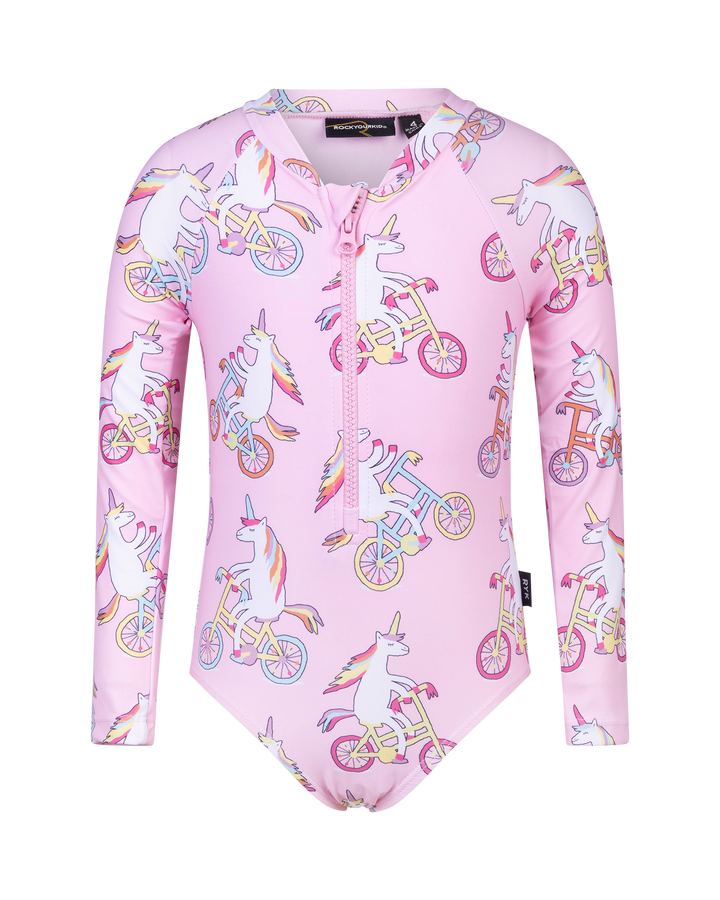 UNICORN BIKE LONG SLEEVE PEARL PADDLE SUIT | Rock Your Baby
