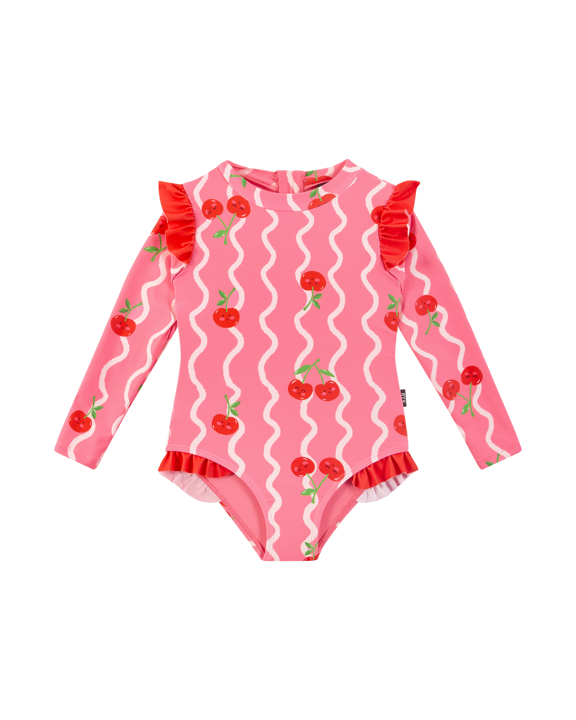 CHERRY SQUIGGLE LONG SLEEVE PRETTY PADDLE SUIT