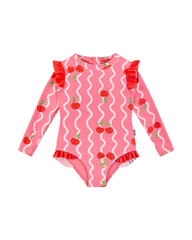CHERRY SQUIGGLE LONG SLEEVE PRETTY PADDLE SUIT